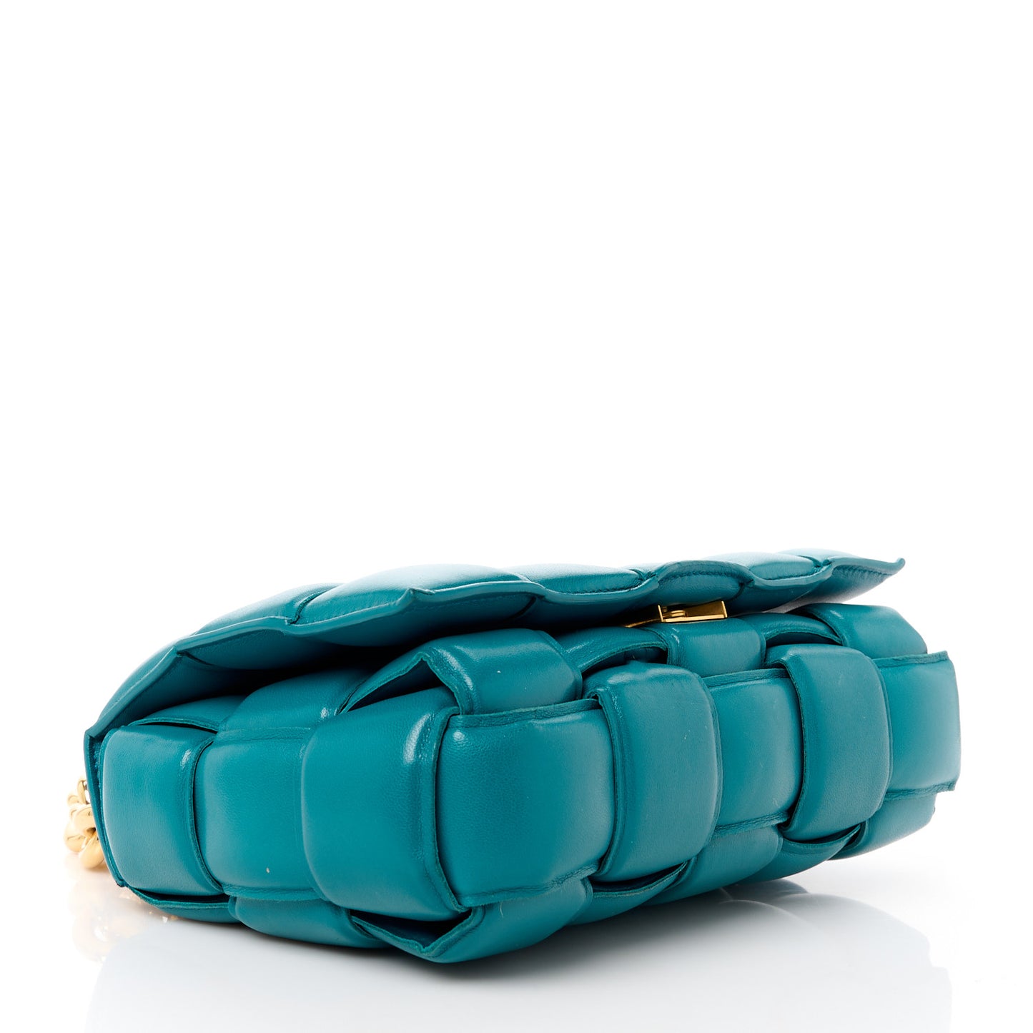 Lambskin Maxi Intreccio Padded Chain Cassette Crossbody Bag Mallard