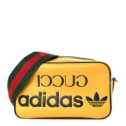 Gucci X ADIDAS Textured Dollar Calfskin Web Trefoil Logo Small Messenger Bag Crop Black 1 of 9