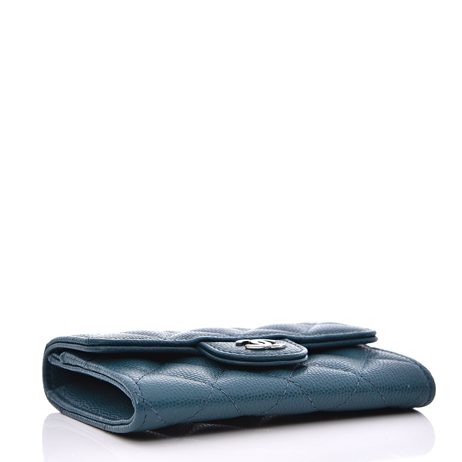 Chanel Caviar Quilted Flap Card Holder Wallet Dark Turquoise 3 of 8