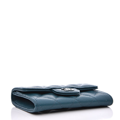 Chanel Caviar Quilted Flap Card Holder Wallet Dark Turquoise 3 of 8