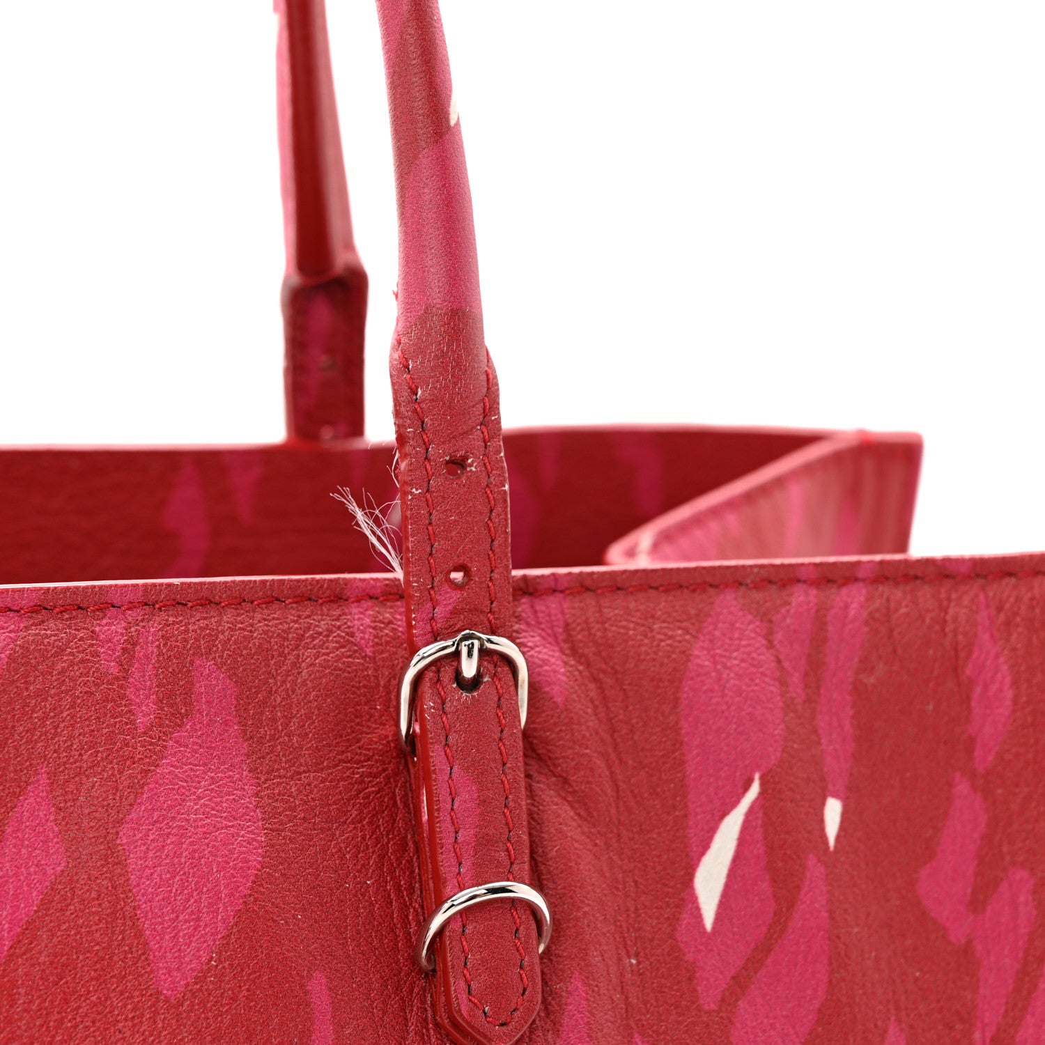 Balenciaga Supple Calfskin Printed Papier A5 Zip Around Tote Red Pink White 12 of 13