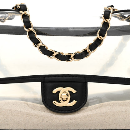 Chanel Lambskin PVC Sand By The Sea Flap With Pearl Strap Black 8 of 11
