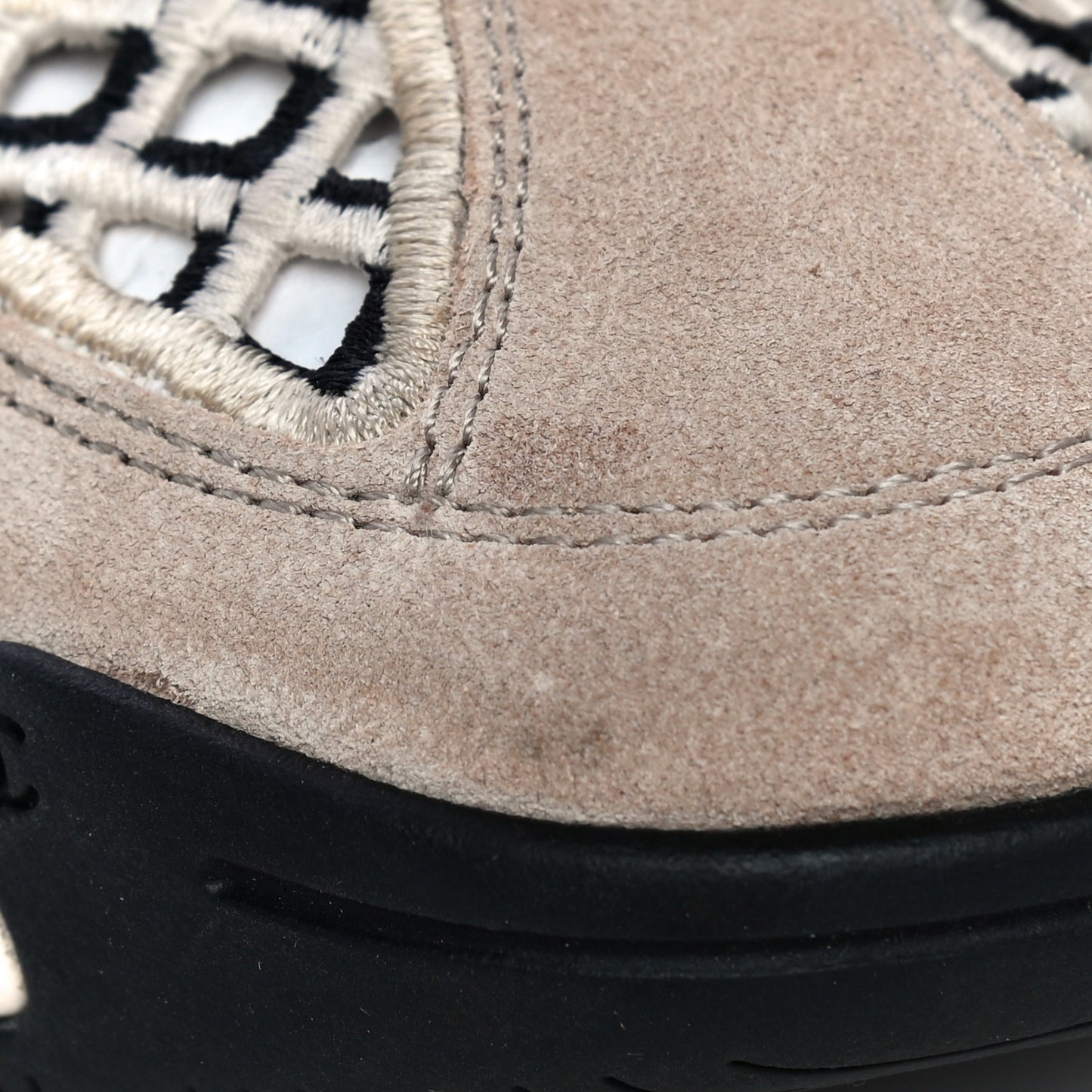 Suede Calfskin Embroidered CC Sneakers 37.5 Beige Black