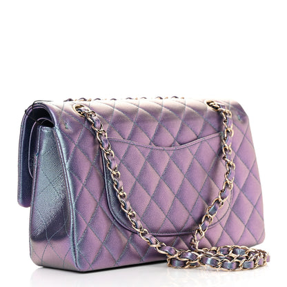 Chanel Iridescent Caviar Quilted Medium Double Flap Dark Blue 3 of 13