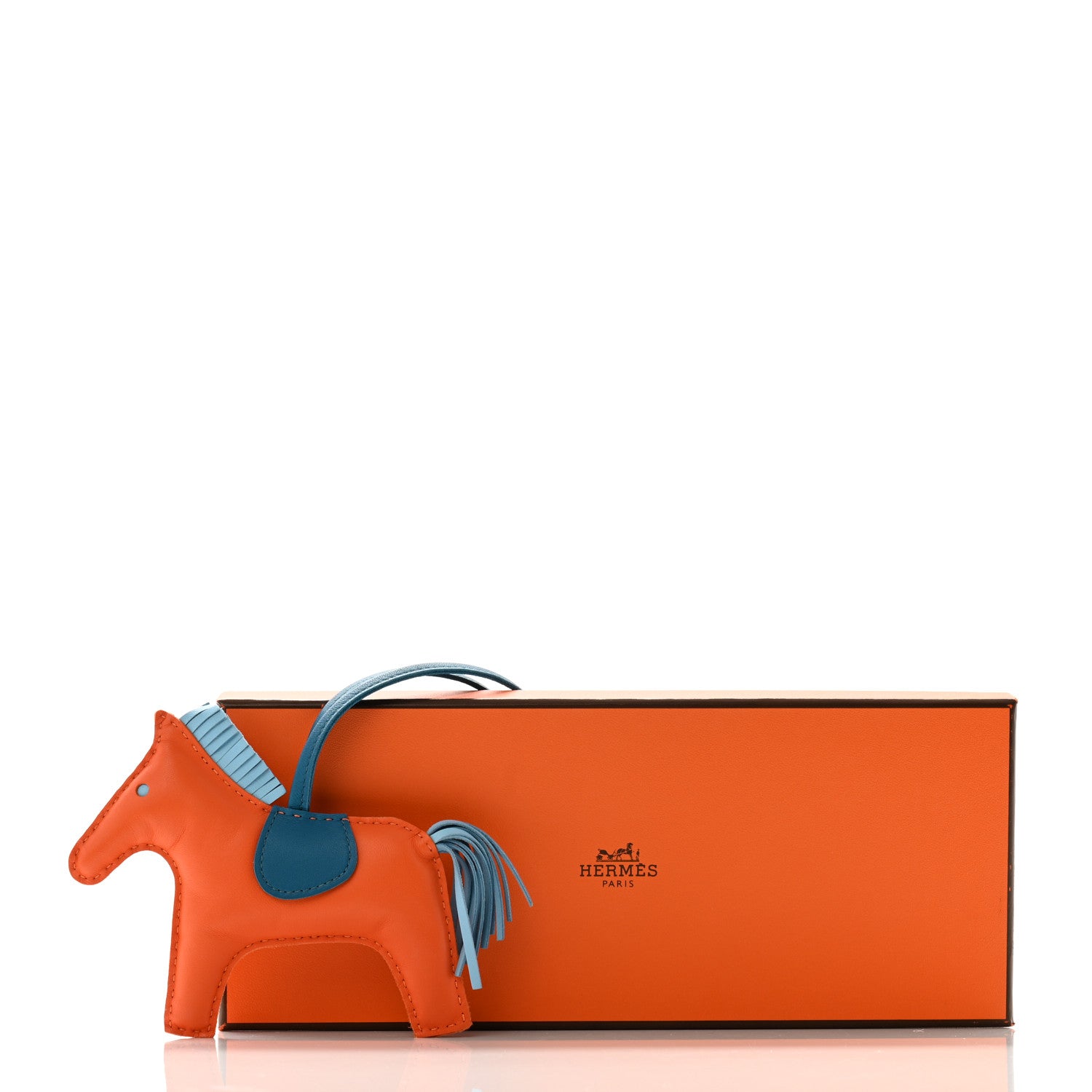 Hermes Milo Lambskin Grigri Rodeo Horse Bag Charm MM Orange Poppy Celeste Cobalt 4 of 4