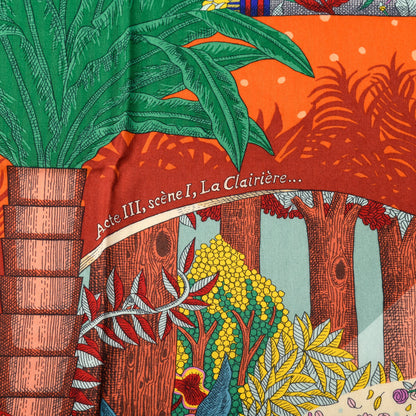 Hermes Cashmere Silk Acte III Scene I La Clairiere Shawl 140 Orange Vert Multicolore 3 of 7