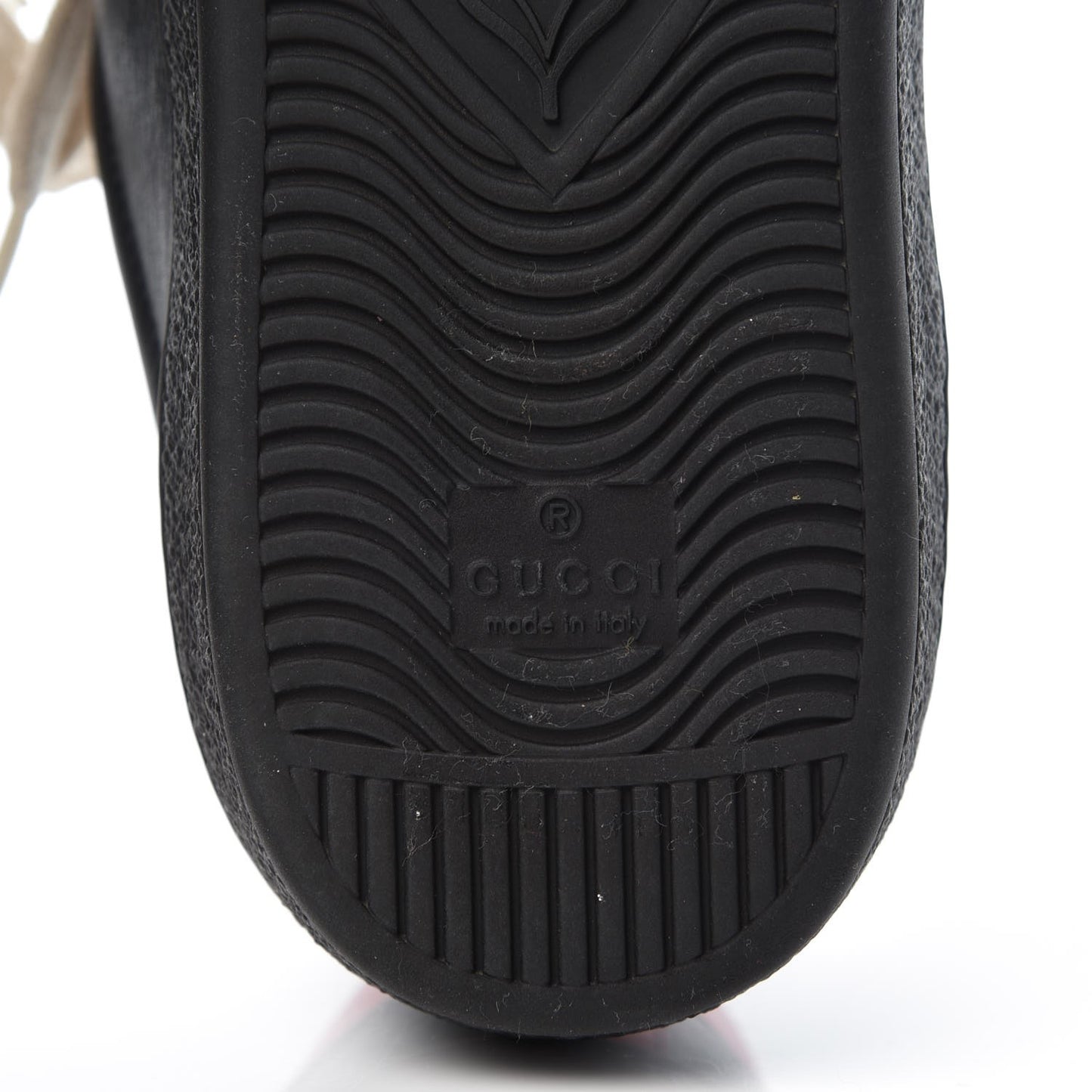 Calfskin Stripe Mens New Ace Sneakers 8 Black Ecru Red Flame