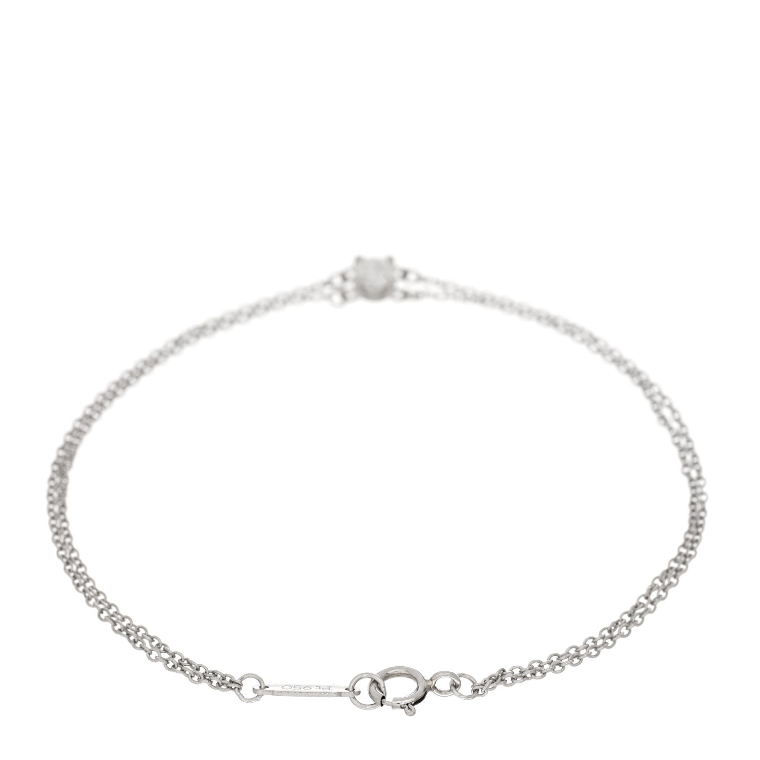 Tiffany Platinum Diamond .17ct Double Chain Solitaire Bracelet 2 of 4