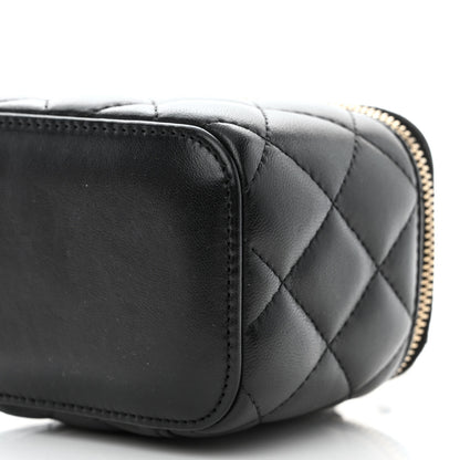 Chanel Lambskin Quilted Mini Pearl Crush Vanity Case With Chain Black 10 of 11