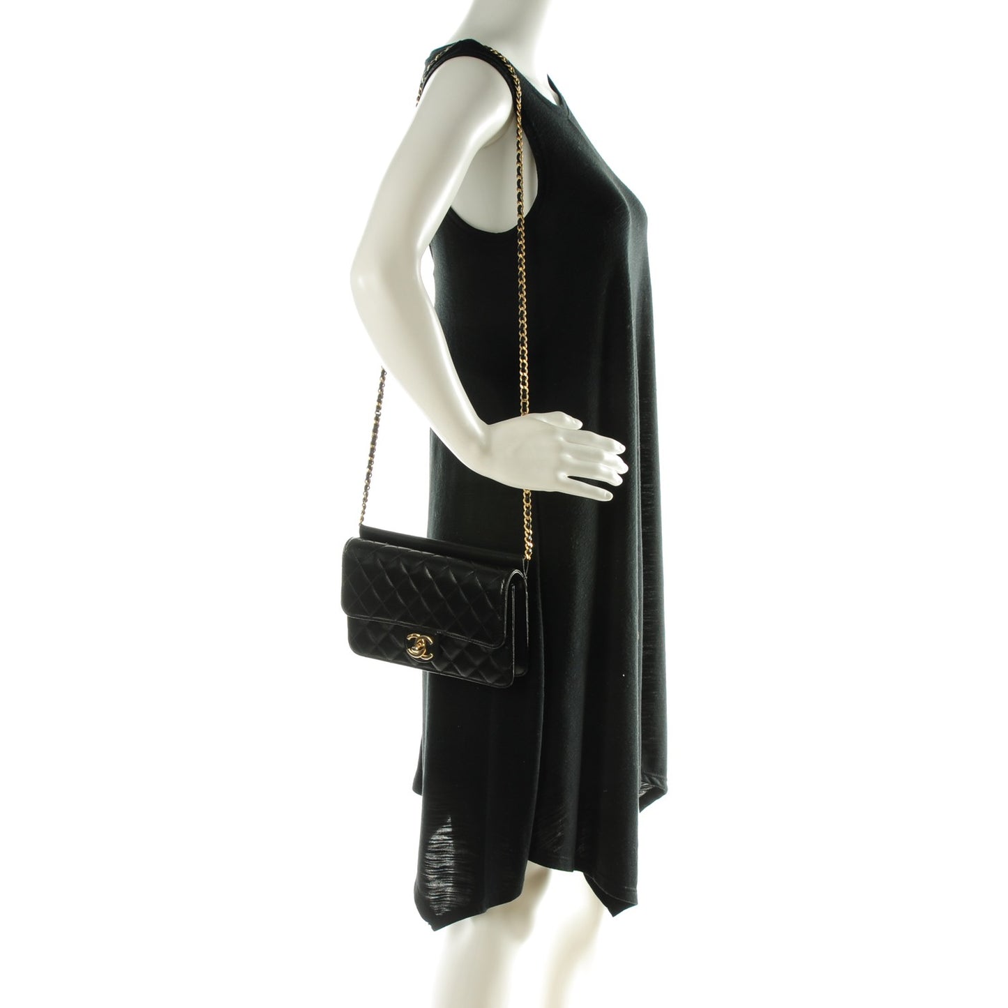 Lambskin Quilted Medium Crossing Times Flap Black