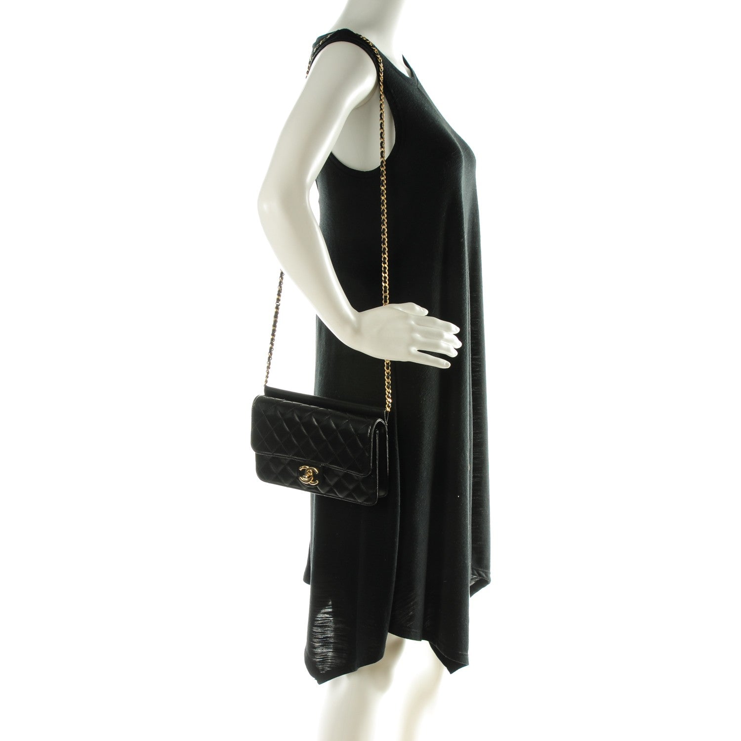 Chanel Lambskin Quilted Medium Crossing Times Flap Black 2 of 7