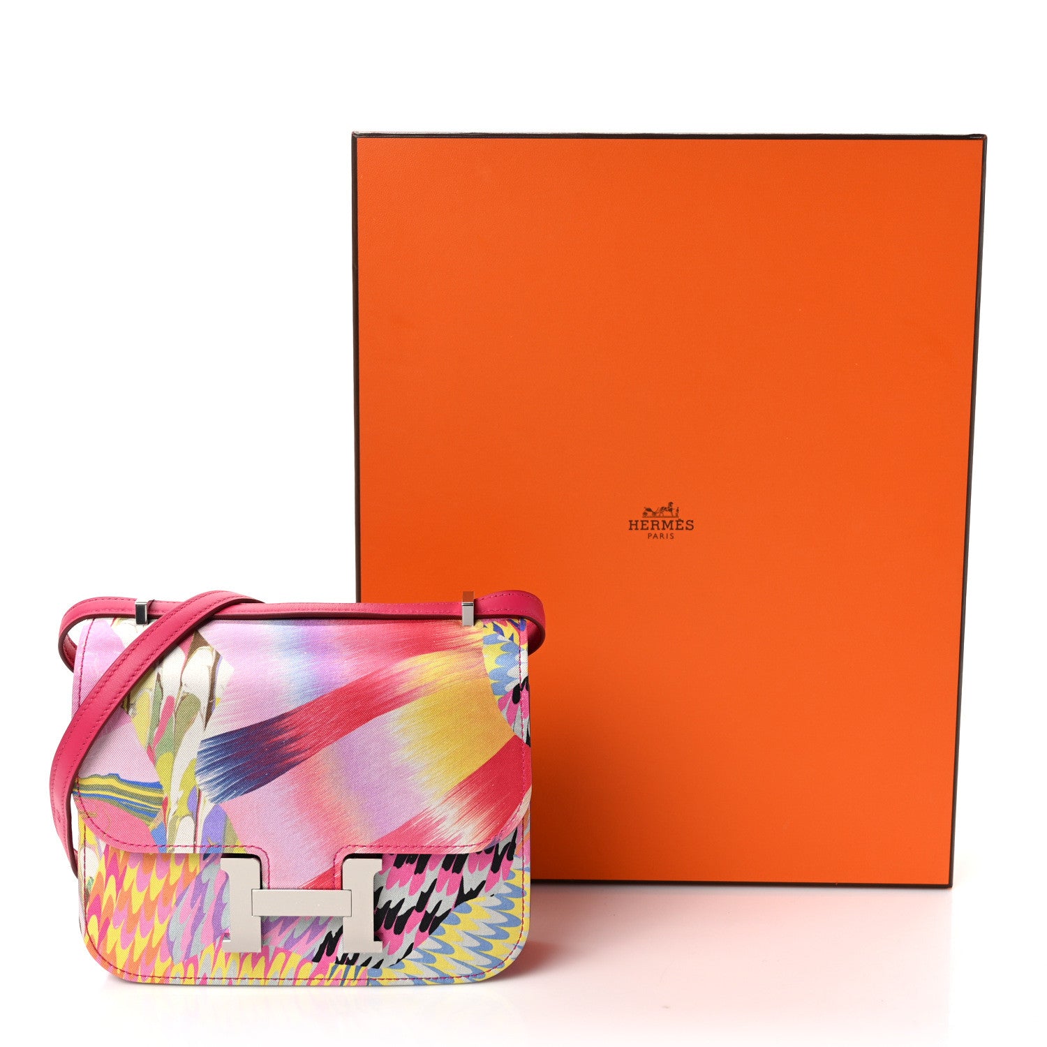 Hermes Swift Silk Marble Printed Constance 18 Rose Azalee Rose Mexico 10 of 10