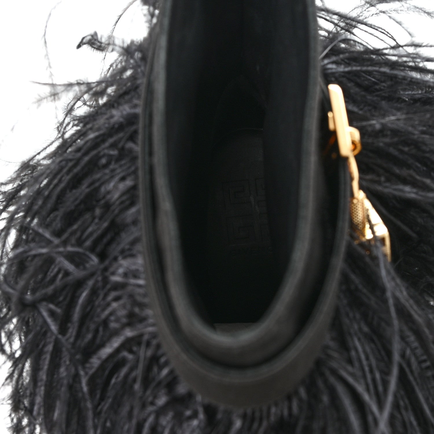 Givenchy Satin Ostrich Feather Shark Lock Ankle Boots 40 Black 8 of 8