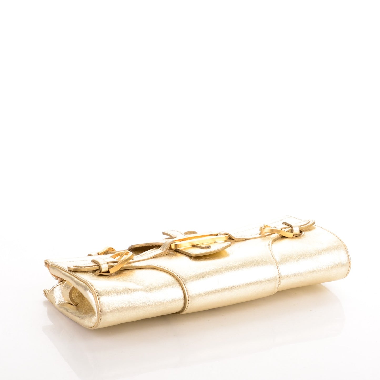 Metallic Calfskin Tulita Clutch Gold