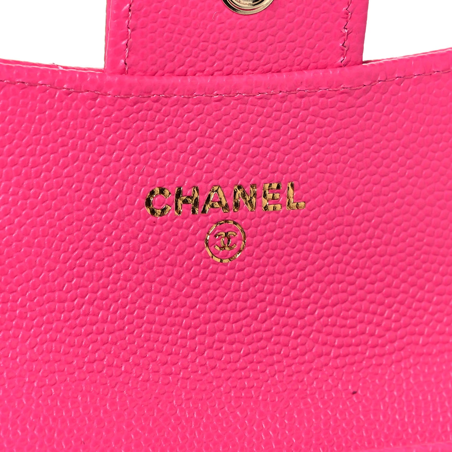 Caviar Quilted Flap Card Holder Wallet Dark Pink