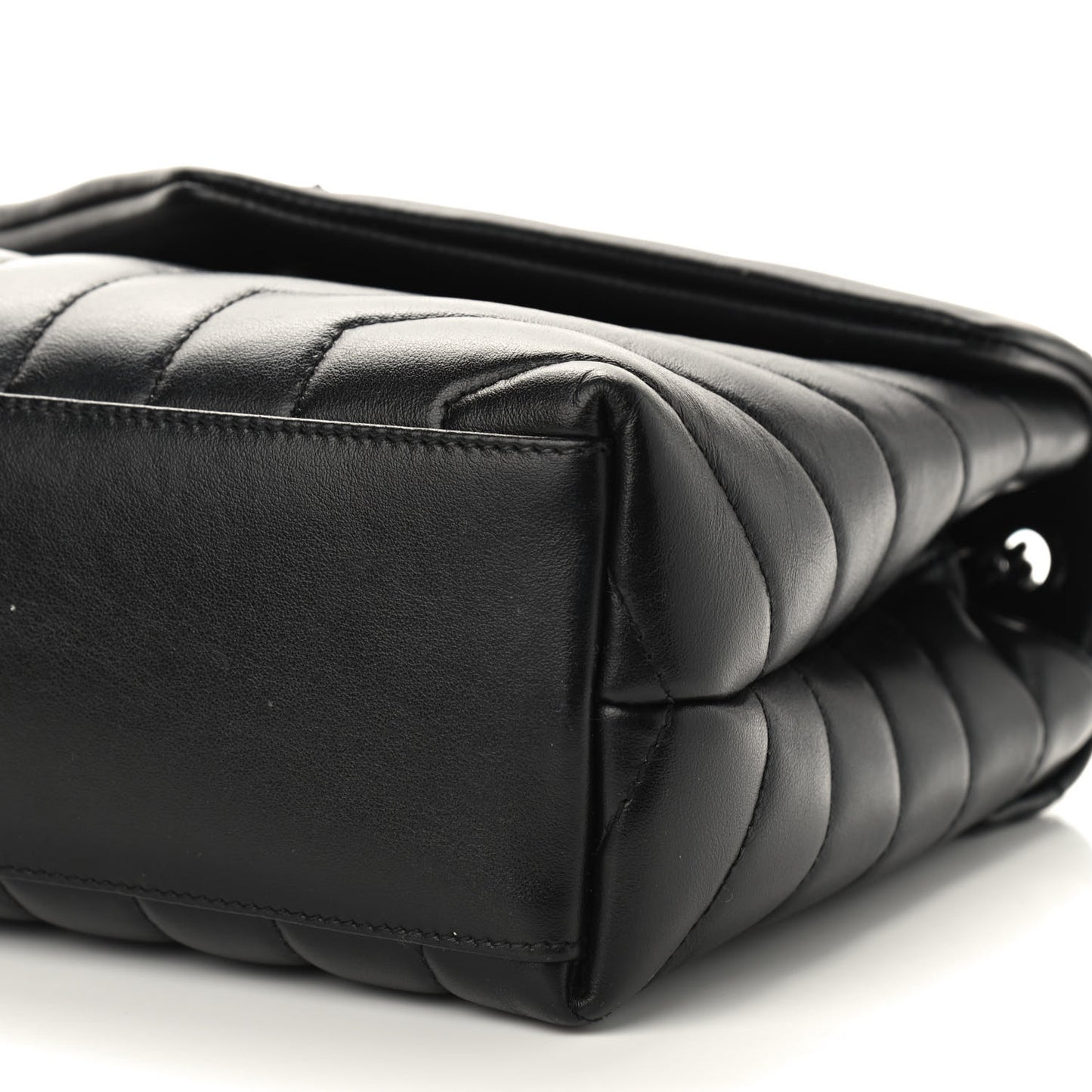 Calfskin Y Quilted Monogram Small Loulou Chain Satchel Black