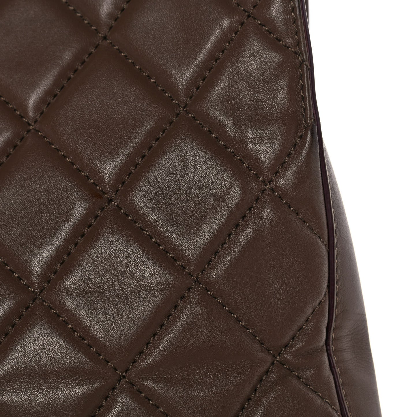 Calfskin Quilted Perfect Edge Tote Brown