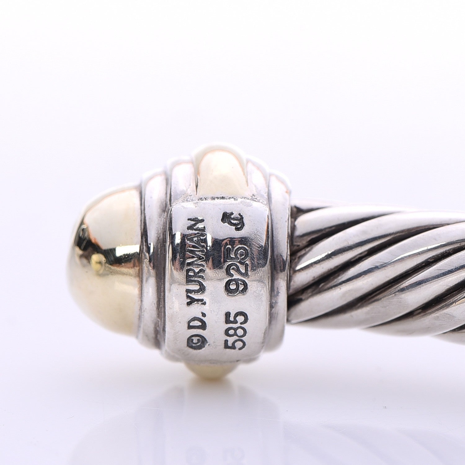 David Yurman Sterling Silver 14K Yellow Gold 7mm Cable Classics Bracelet 4 of 5