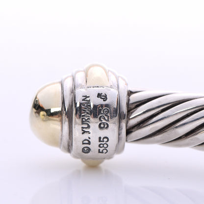 David Yurman Sterling Silver 14K Yellow Gold 7mm Cable Classics Bracelet 4 of 5