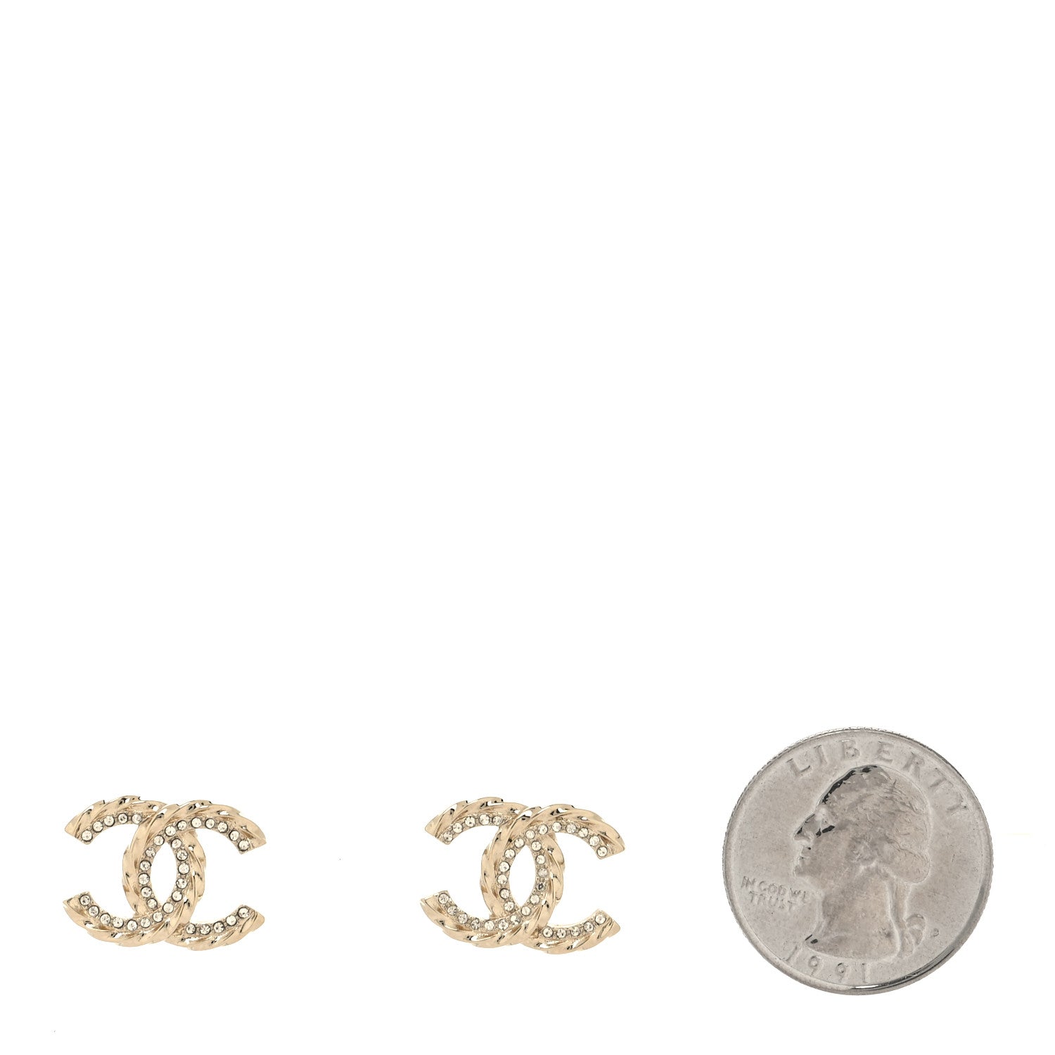 Chanel Crystal CC Earrings Gold 2 of 4