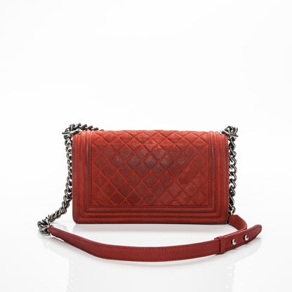 Chanel Iridescent Caviar Quilted Medium Boy Flap Red 4 of 12