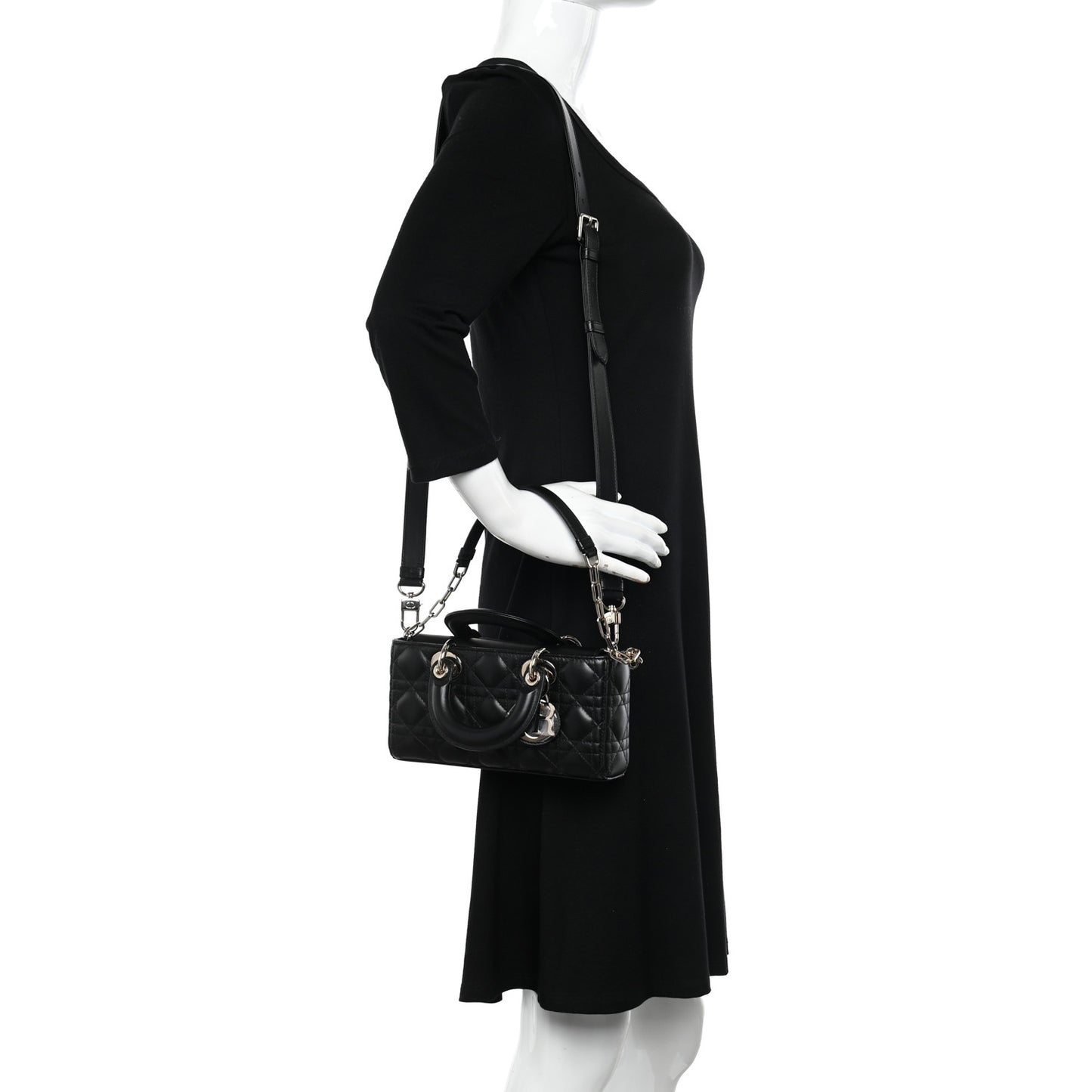 Lambskin Cannage Small Lady D-Joy Black