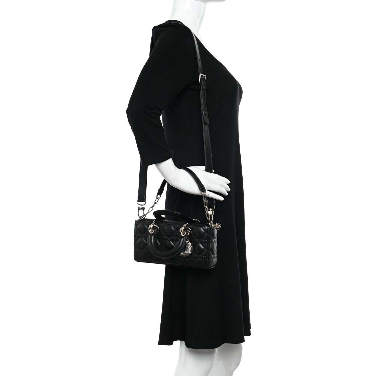 Christian Dior Lambskin Cannage Small Lady D-Joy Black 2 of 9
