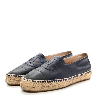 Chanel Lambskin CC Espadrilles 39 Navy Black 3 of 11