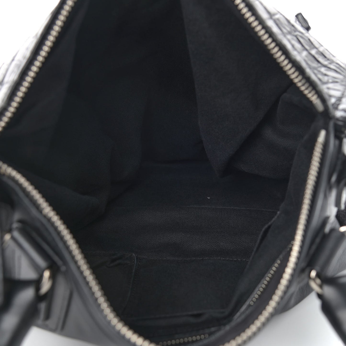 Smooth Calfskin Crocodile Embossed Medium Pandora Black