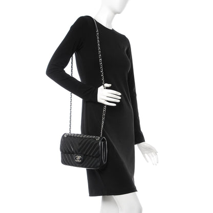 Chanel Lambskin Chevron Double Stitch Medium Single Flap Black 2 of 9