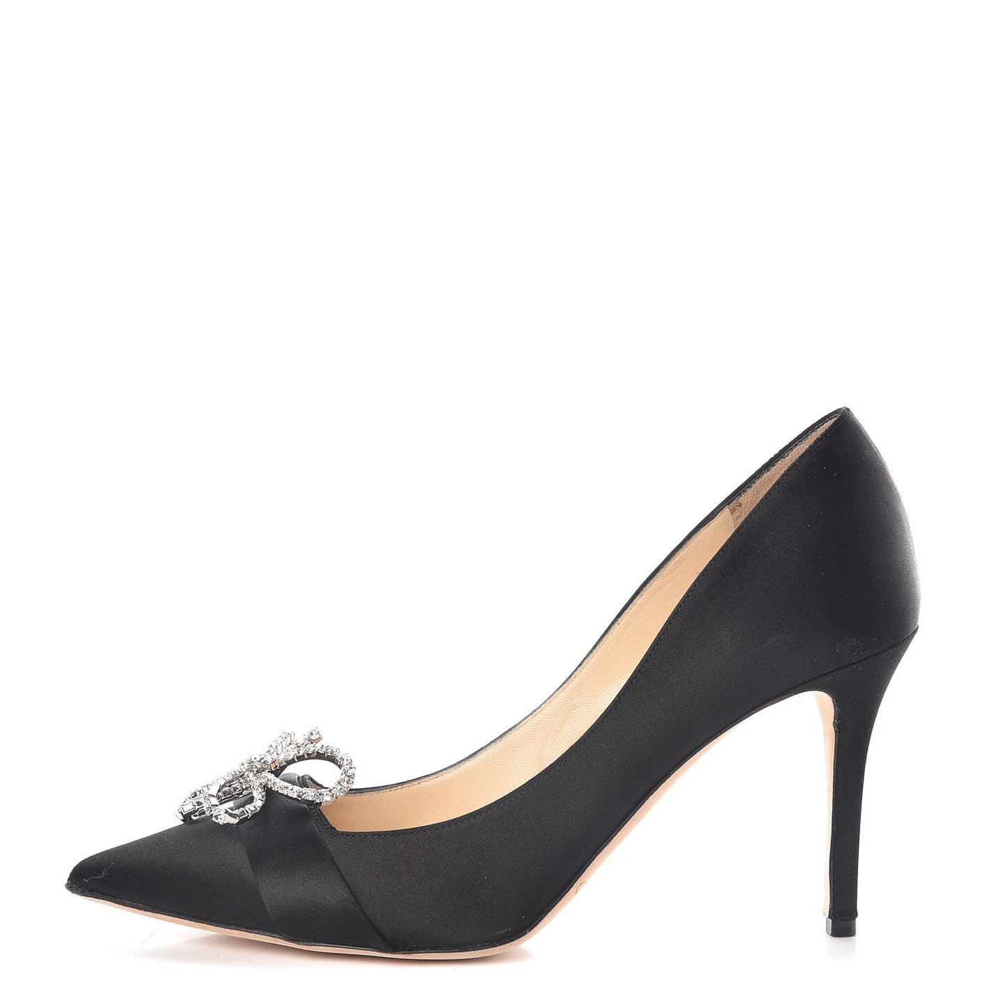 Satin Crystal Pumps 39.5 Black