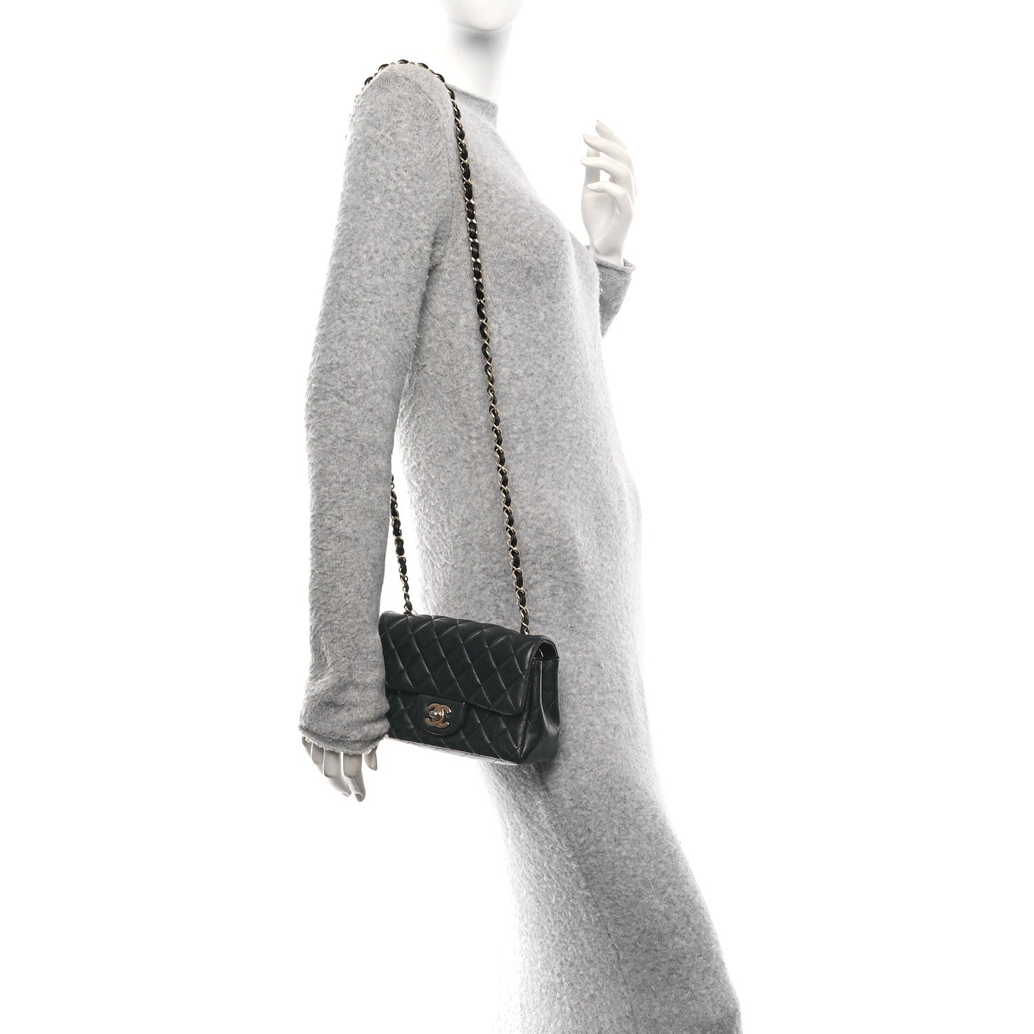 Chanel Lambskin Quilted Mini Rectangular Flap Black 2 of 11