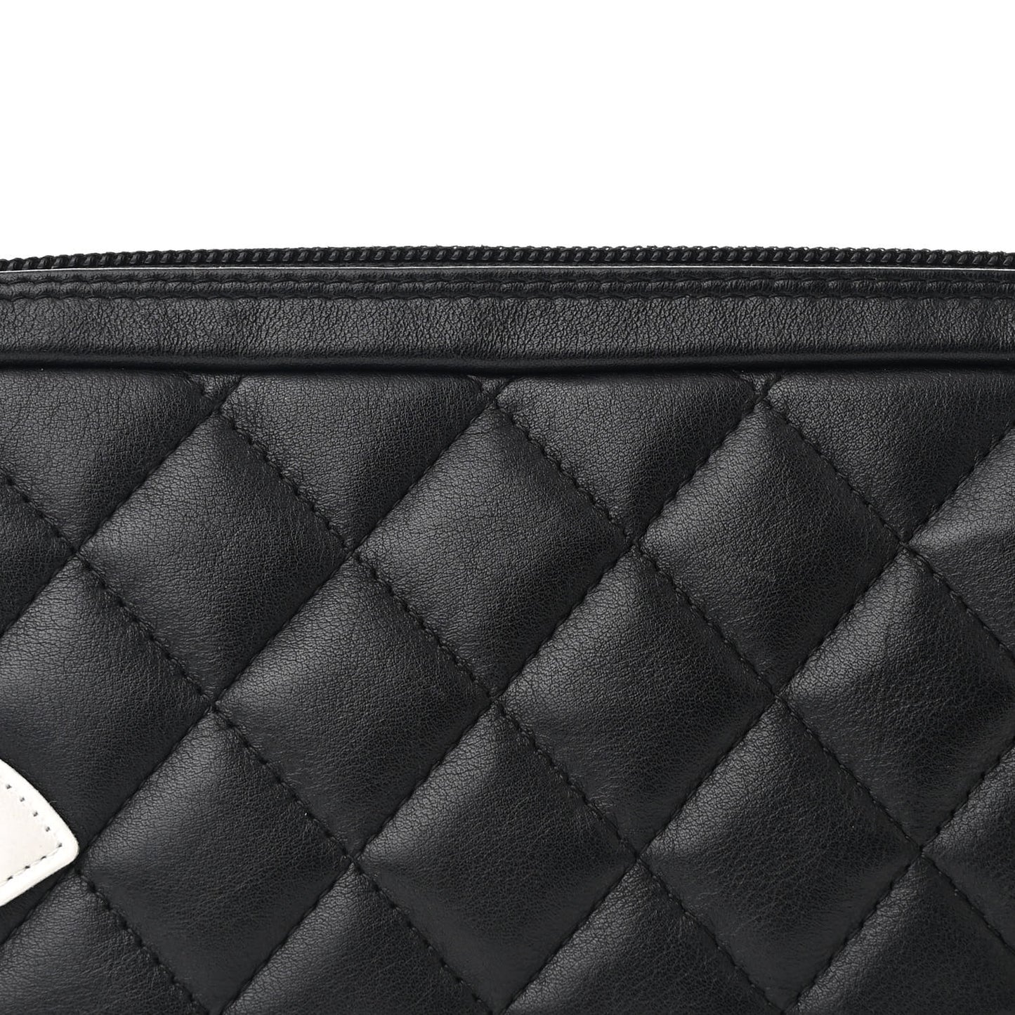 Calfskin Quilted Cambon Pochette Black White