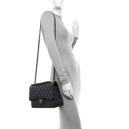 Chanel Lambskin Quilted Jumbo Double Flap Charcoal Grey 2 of 12