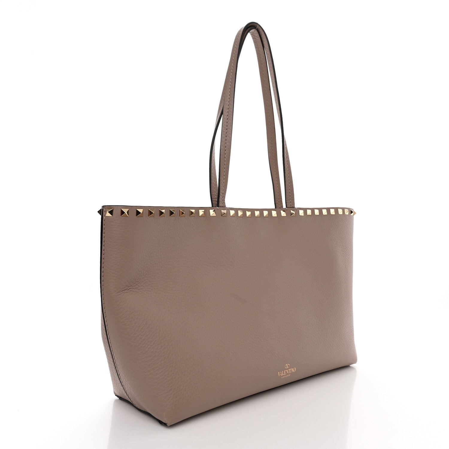 Valentino Garavani Grained Calfskin Small Rockstud Shoulder Tote Poudre 3 of 9