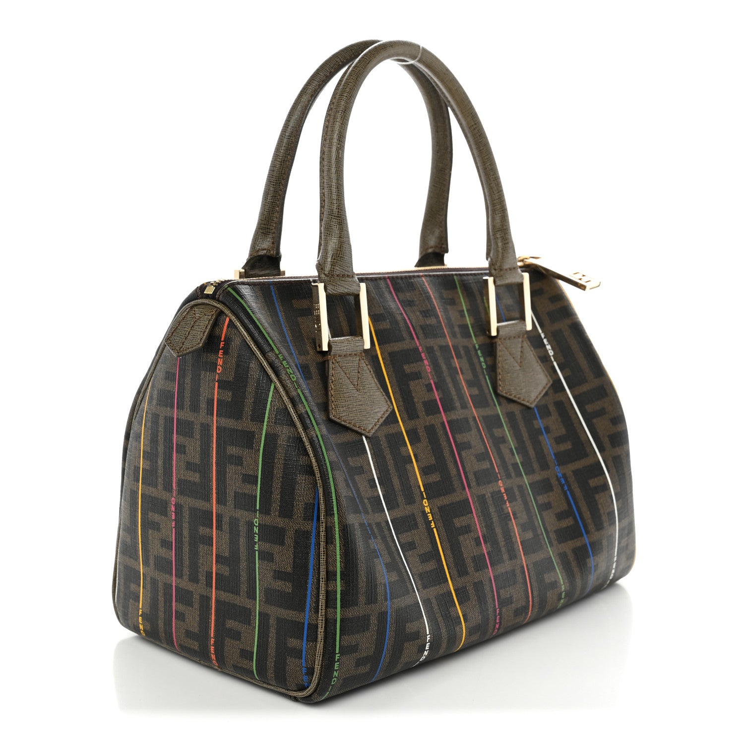 Fendi Zucca Spalmati Striped Boston Tobacco Multicolor 3 of 10