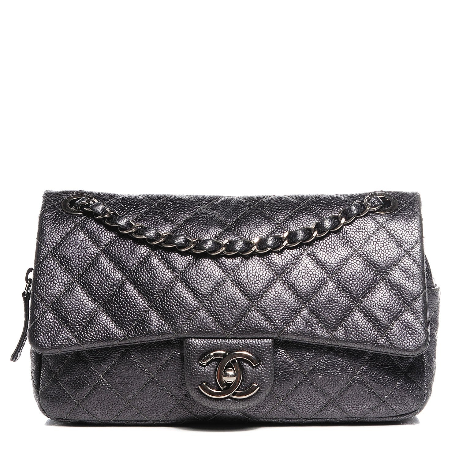 Chanel Iridescent Quilted Chic Caviar Small Flap Dark Silver 1 of 8
