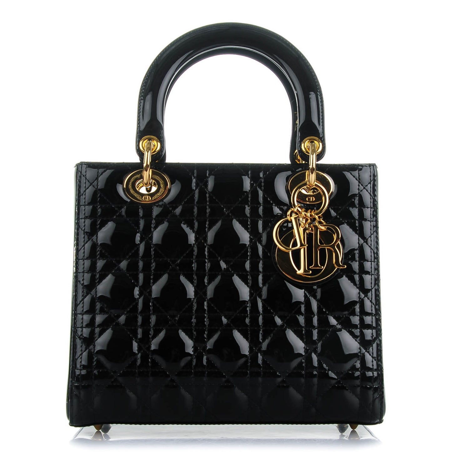 Patent Cannage Medium Lady Dior Black