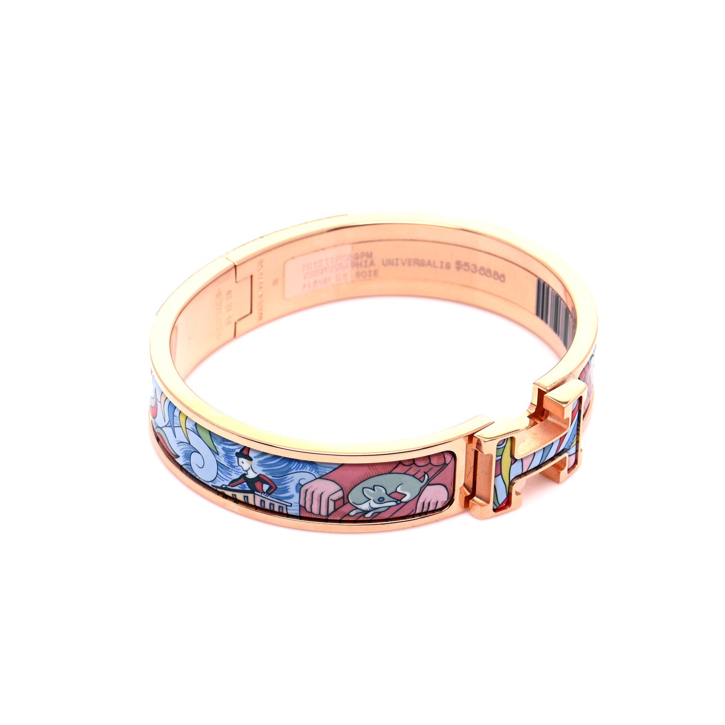 Enamel Narrow Print Cosmographia Universalis Clic Clac H Bracelet PM Album De Soie