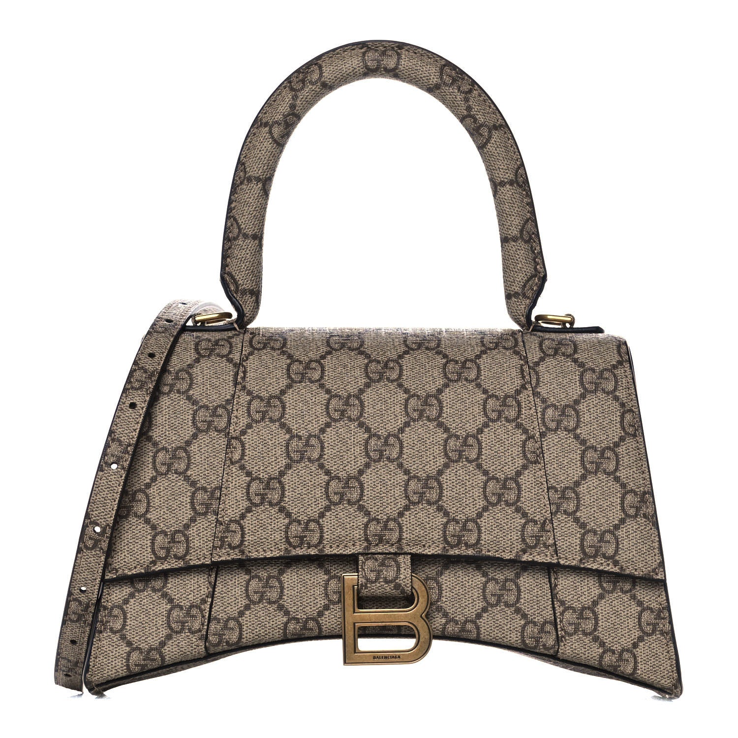Balenciaga X GUCCI GG Supreme Monogram Small Hourglass Top Handle Bag Beige Ebony 1 of 12