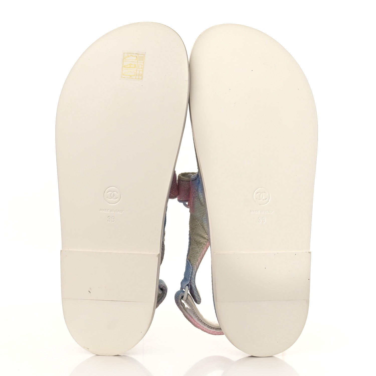 Chanel Printed Fabric Quilted Dad Sandals 39 Green Pink Blue 5 of 8