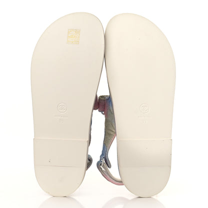 Chanel Printed Fabric Quilted Dad Sandals 39 Green Pink Blue 5 of 8