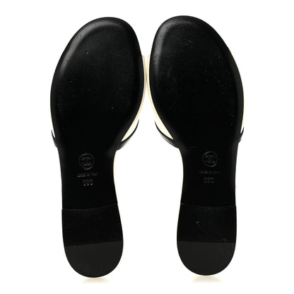 Chanel Lambskin CC Logo Slides 39 White Black 6 of 10
