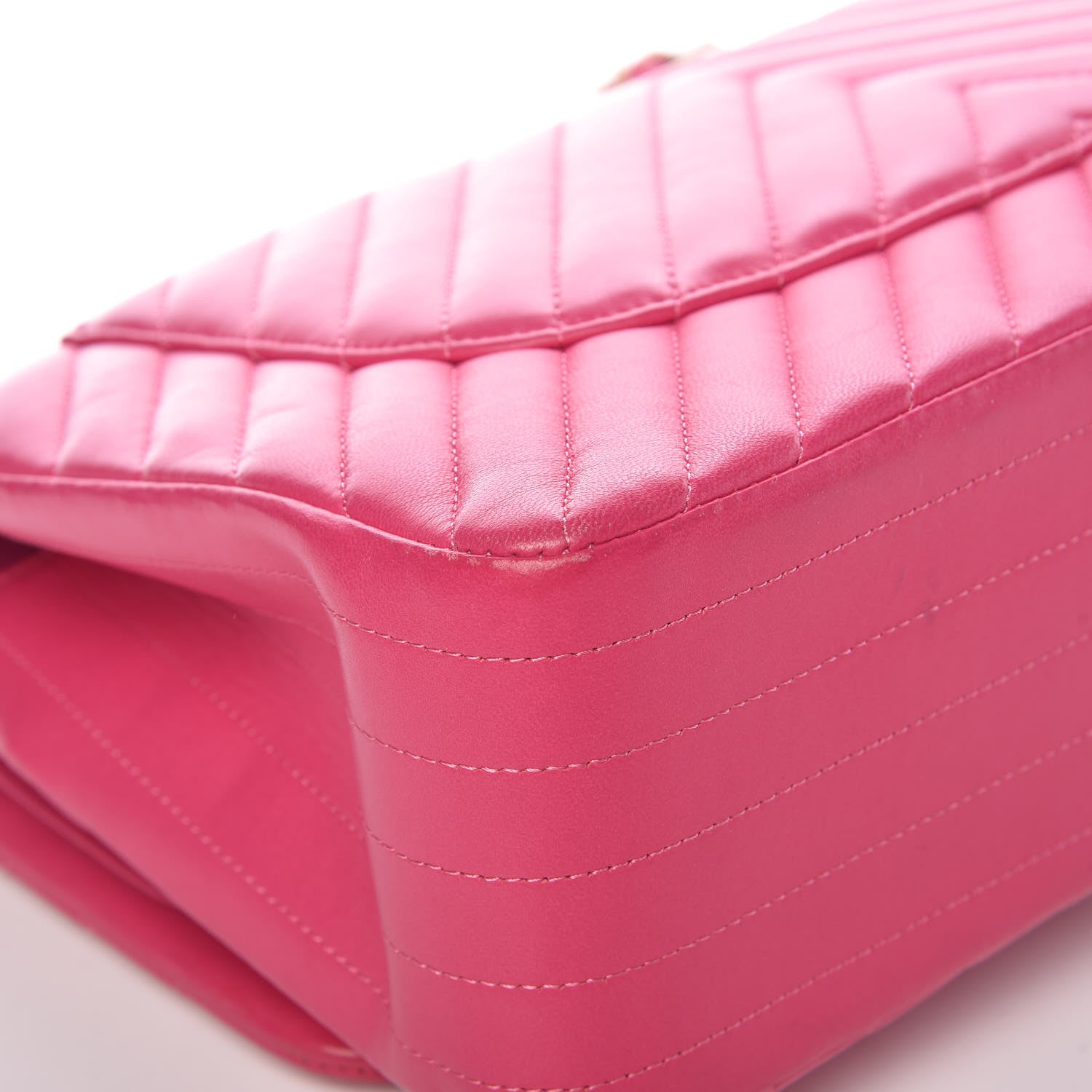 Chanel Lambskin Chevron Quilted Jumbo Double Flap Pink 14 of 17