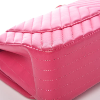 Chanel Lambskin Chevron Quilted Jumbo Double Flap Pink 14 of 17