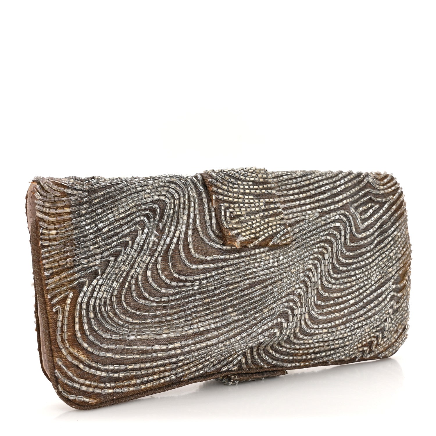 Christian Dior Beaded Fabric Flap Clutch Beige 3 of 12