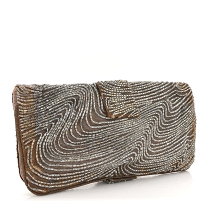 Christian Dior Beaded Fabric Flap Clutch Beige 3 of 12