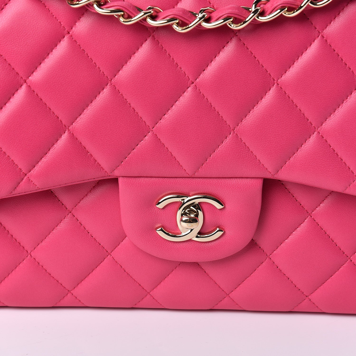 Chanel Lambskin Quilted Jumbo Double Flap Fuchsia 10 of 11