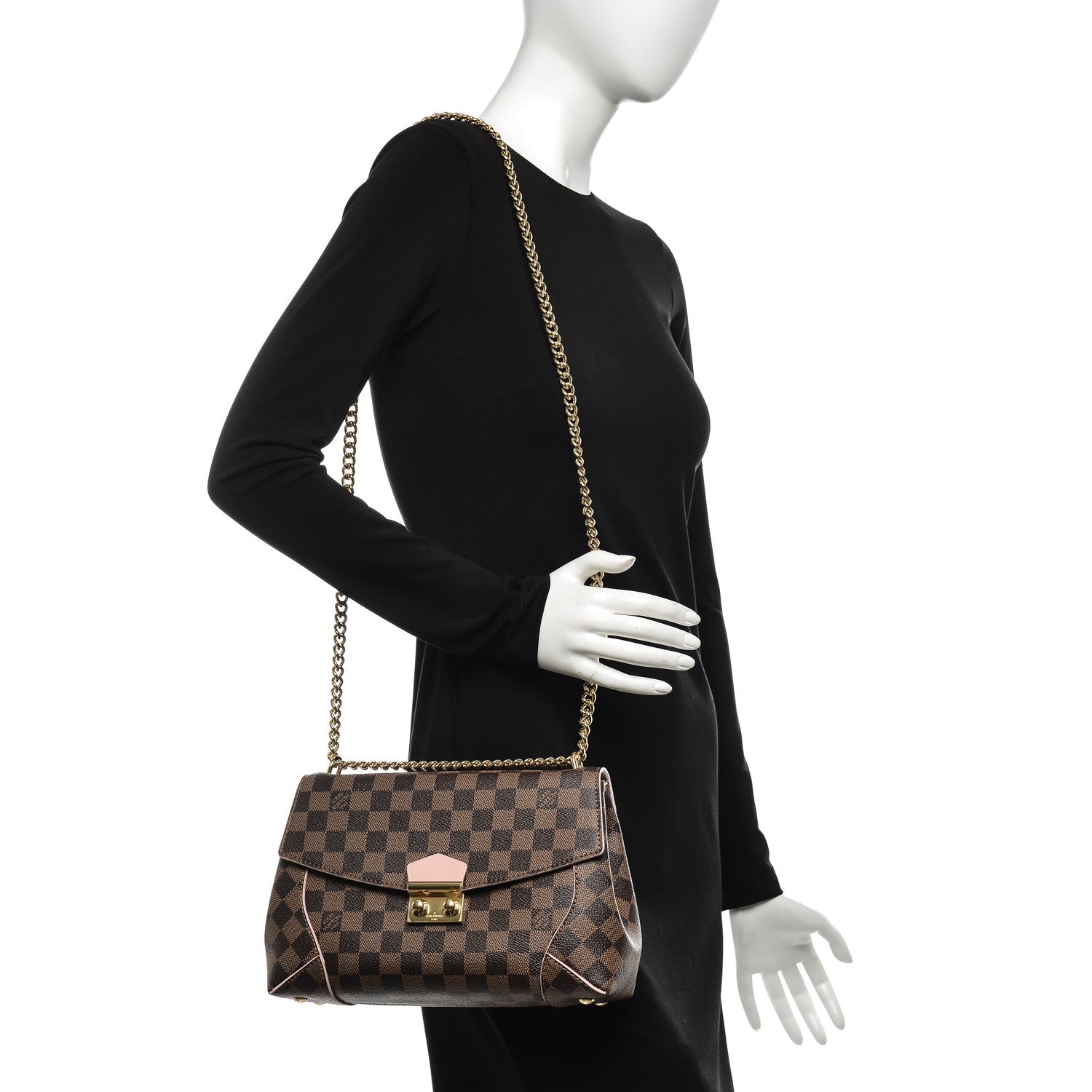 Louis Vuitton Damier Ebene Caissa Clutch Rose Ballerine 2 of 6