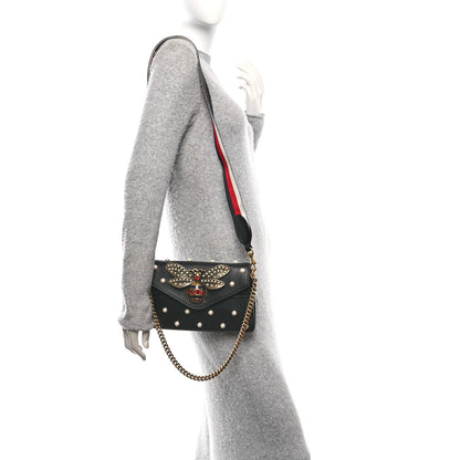 Gucci Nappa Pearl Studded Mini Queen Margaret Broadway Shoulder Bag Black 2 of 10